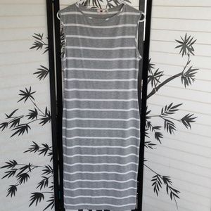 "One Clothing" Gray & White Striped Cotton Dress
